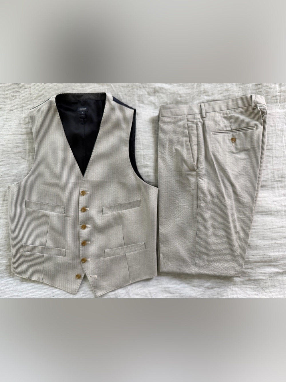 J.Crew Ludlow Seersucker Vest and Trouser - Blue
